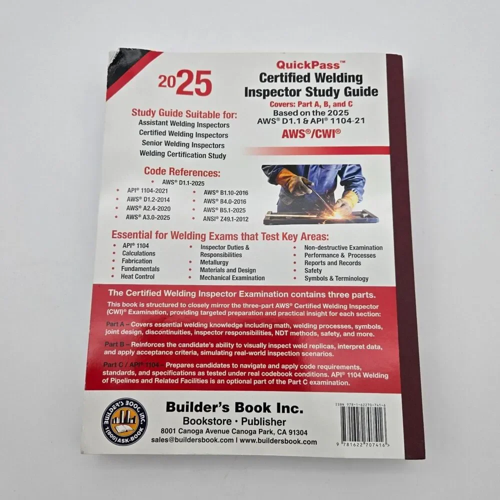 2025 CWI QuickPass Study Tool Book AWS D1.1 & API 1104 (Slight Water Damage)
